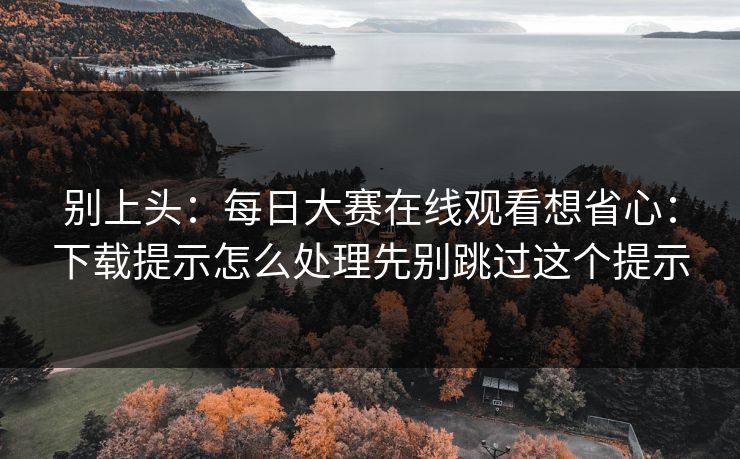 别上头：每日大赛在线观看想省心：下载提示怎么处理先别跳过这个提示